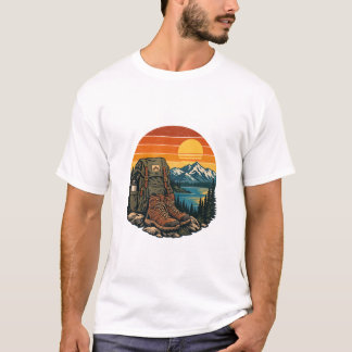 Camiseta Botas de caminhada vintage Trilha da Montanha do P