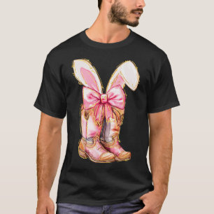 Camiseta Botas de Cowboy Coelho de Páscoa Cumprimento Coque