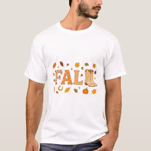 Camiseta Botas de Cowboy de Outono Folhas País Colheita de