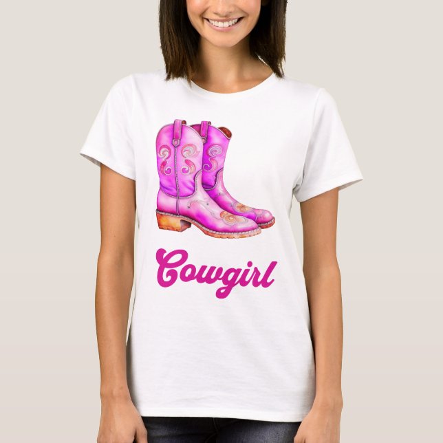 Camiseta Botas de cowboy do interior do oeste do Rodeo (Frente)