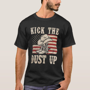 Camiseta Botas de Cowboy Kick The Dust Up Chapéu Bandeira O