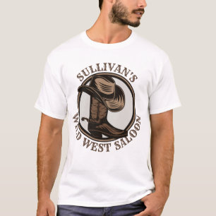 Camiseta Botas de Cowboy Western Saloon Selvagem Personaliz