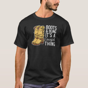 Camiseta Botas de Cowgirl Brilho Flor Amor País