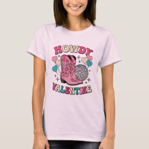 Camiseta Botas de Cowgirl Disco "Howdy Valentine" Retrô