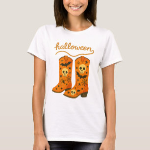 Camiseta Botas de Halloween Assustadoras Rodeio Western