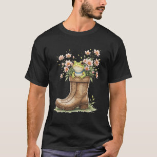 Camiseta Botas de Jardim de Sapos Florais Primavera Anfíbio