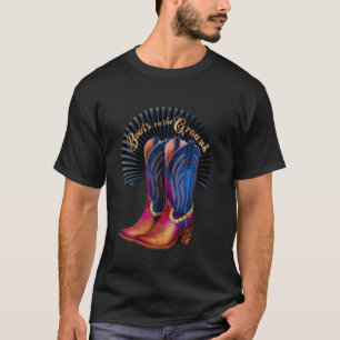 Camiseta Botas de Linha de Dança Country Retrô Cowgirl Cowb