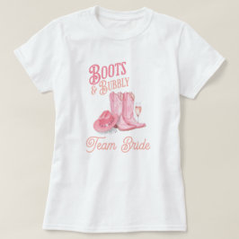 Camiseta Botas e Espumante Caubói Rosa Chás de Cozinha de N