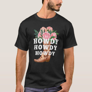 Camiseta Botas Flor Howdy Western Country Cowgirl Premium