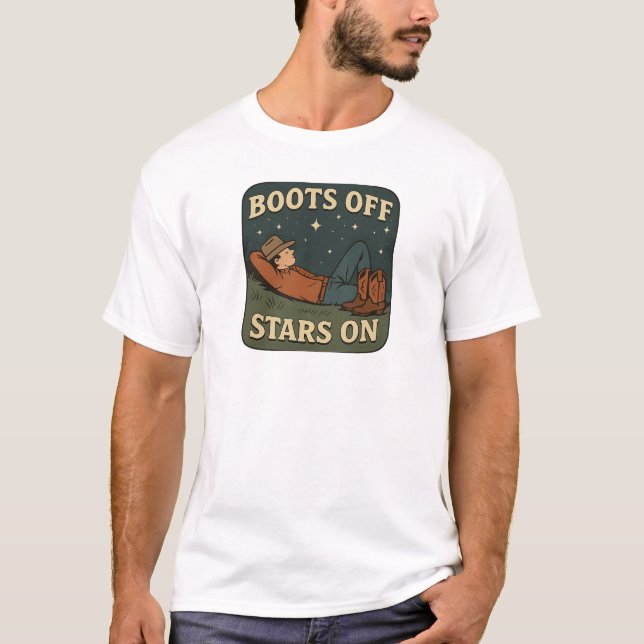 Camiseta Botas Fora Estrelas Acima no Design Cowboy (Frente)