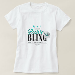 Camiseta Botas 'n Brilho Disco Despedida de Solteira Teal I