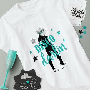 Camiseta Botas 'n Brilho Disco Querida Azul Turquesa ID925 