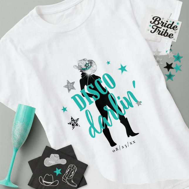 Camiseta Botas 'n Brilho Disco Querida Azul Turquesa ID925  (Criador carregado)