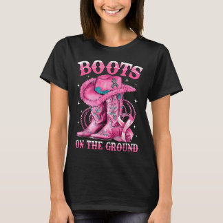Camiseta Botas No Cancer De Mama Ocidental Da Garota Do Chã