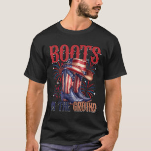 Camiseta Botas No Chão 4 De Julho Bandeira Ocidental Cowgi