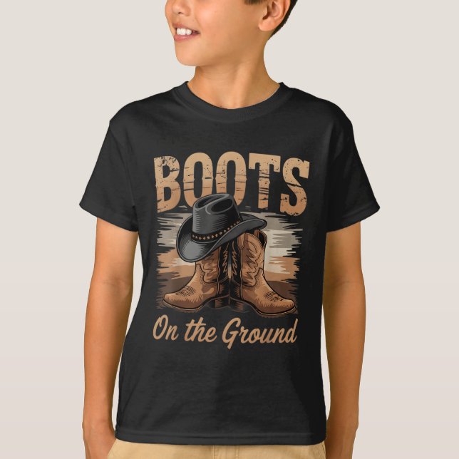 Camiseta Botas No Terreno Da Linha Da Cowgirl Mulheres Danç (Frente)