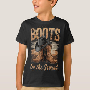 Camiseta Botas No Terreno Da Linha Da Cowgirl Mulheres Danç