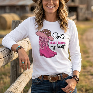 Camiseta Botas Rosa de Cowgirl Atrevida Amante de Cavalos O
