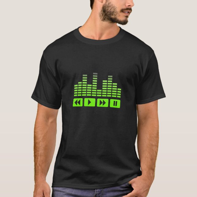 Camiseta botões da música com t-shirt do equalizador (Frente)