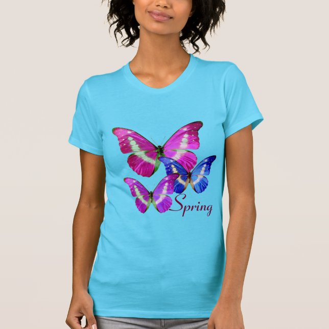 CAMISETA BOTÕES DE PRIMAVERA AZUL DE PINK PURPLE (Frente)