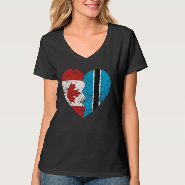 Camiseta Botsuana canadense Flags Heart Canada Botswana Roo (Frente)