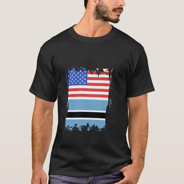 Camiseta Botsuana Sinalizador EUA América Botsuana Orgulho  (Frente)