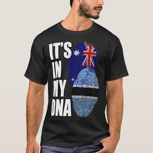 Camiseta Botswanan E Australiana Mix DNA Flag Heritage (Frente)