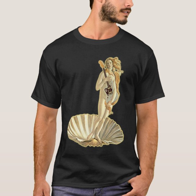 Camiseta Botticelli Venus With Electric Guitar Rock Guitari (Frente)