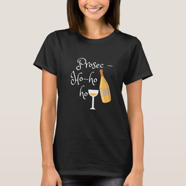 Camiseta Bottle Prosec Glass Christmas Holiday Good Mood (Frente)
