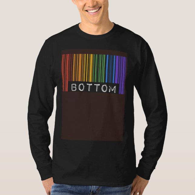 Camiseta Bottom Gay Pride Flag Barcode LGBTQ Month Aestheti (Frente)