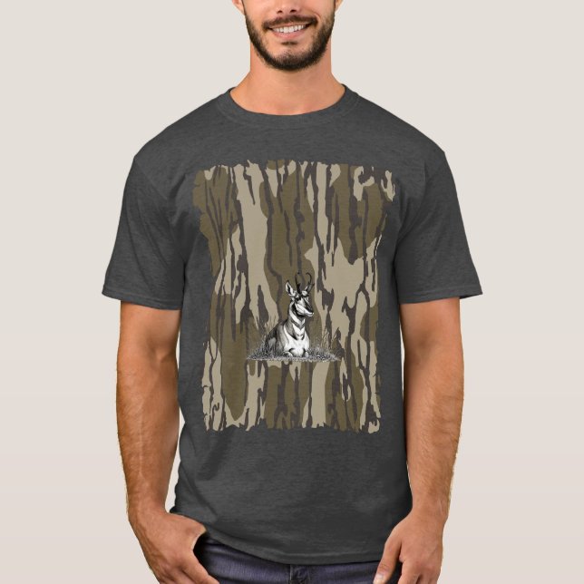 Camiseta Bottomland Camo Pronghorn Antelope Hunting Camo (Frente)