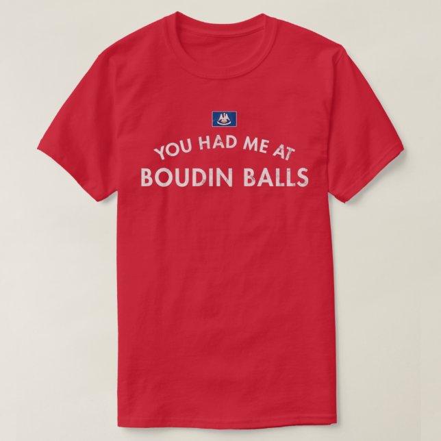 Camiseta Boudin Balls Cajun Sausaria Pork Seca Profunda Lou (Frente do Design)