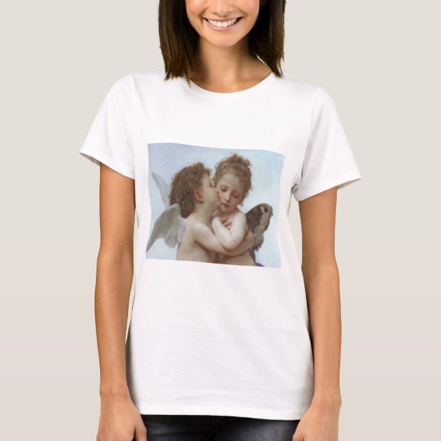 Camiseta Bouguereau - pintura bonita do anjo (Frente)