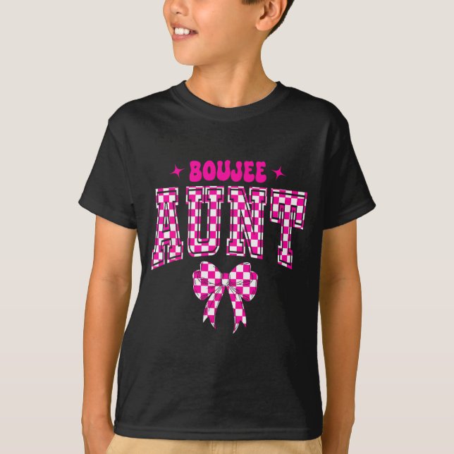 Camiseta Boujee Aunt Nk Checkered Bow Birthday Family Match (Frente)