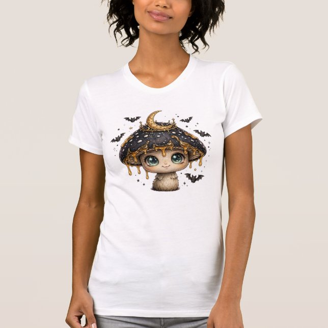 Camiseta Boujee Gótico Cogumelo da Lua - Coroa de Morcego c (Frente)