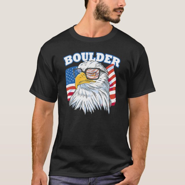 Camiseta Boulder City eagle American flag USA animal selvag (Frente)