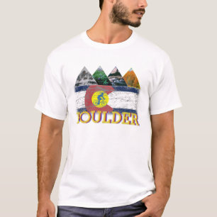 Camiseta Boulder, Colorado, bandeira afligida, montanhas