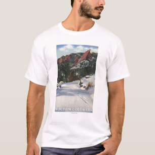 Camiseta Boulder, Colorado - Flatirons no inverno