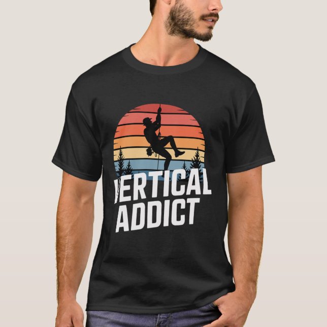 Camiseta Boulder Vertical Addict Retro Escalada em Rocha  (Frente)