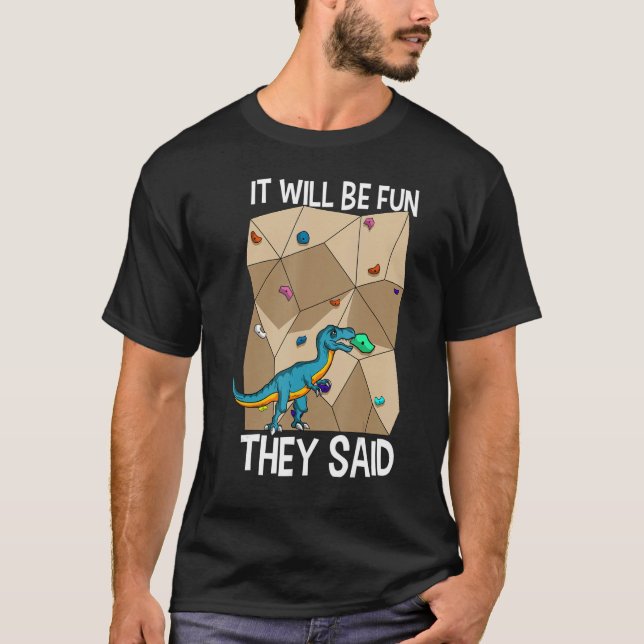 Camiseta Boulderer soçobo sofisticado Dinossauro C (Frente)