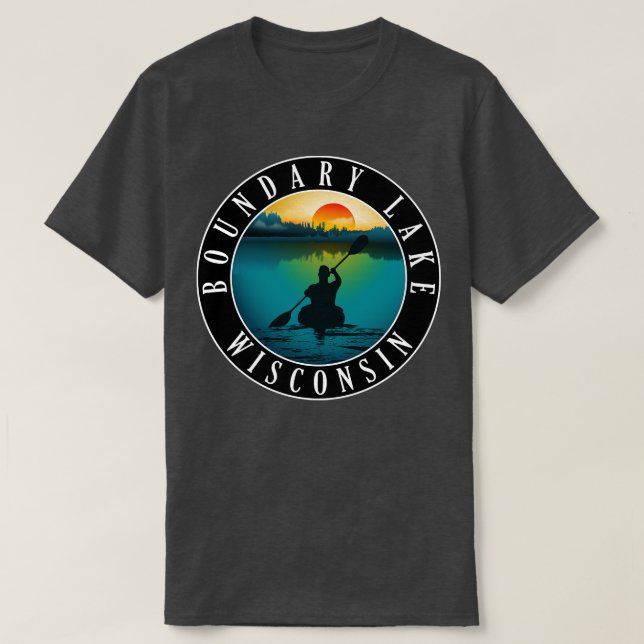 Camiseta Boundary Lake Wisconsin Kayaking (Frente do Design)
