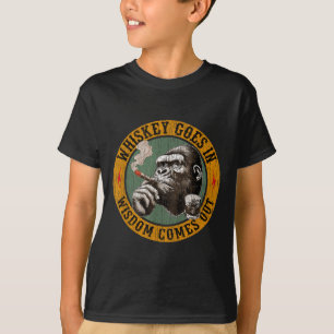 Camiseta Bourbon entra na sabedoria sai macaco uísque
