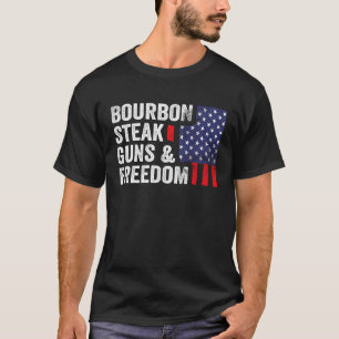 Camiseta Bourbon Steak Guns & Freedom USA Flag Whkey Patr