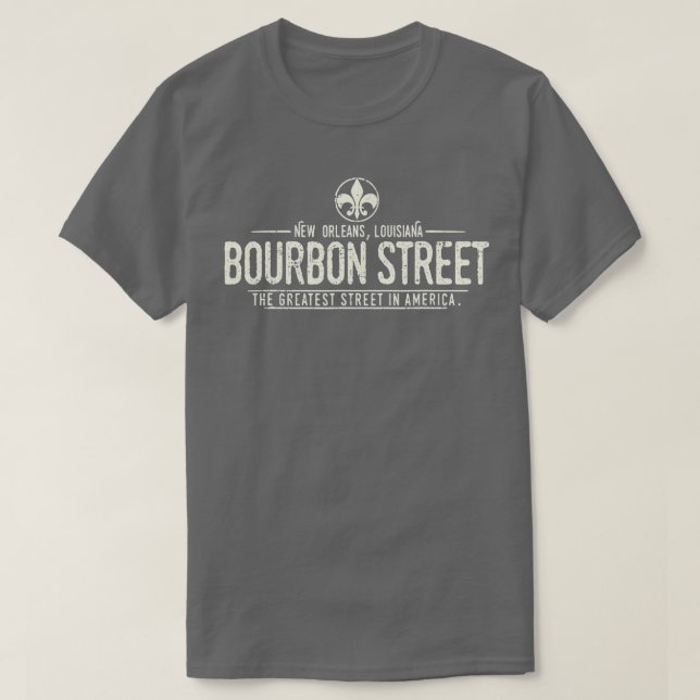 Camiseta Bourbon Street New Orleans Louisiana Distressed  (Frente do Design)
