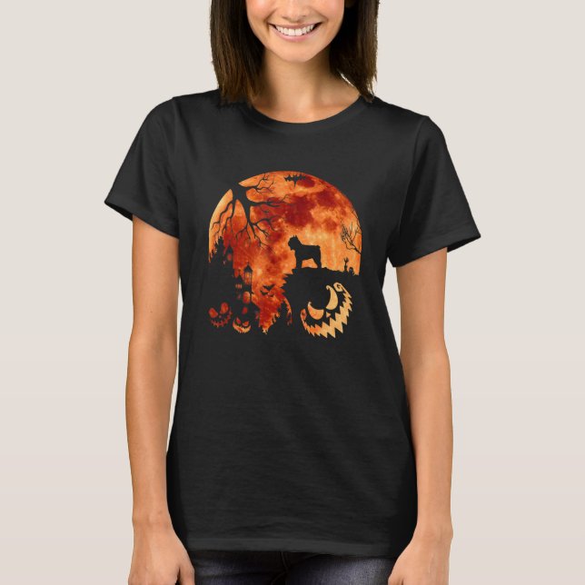 Camiseta Bouvier Des Flandre E Moon Halloween Costume Pum (Frente)