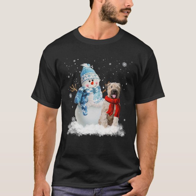 Camiseta Bouvier Des Flandres Cachorro Natal Snowman Christ (Frente)