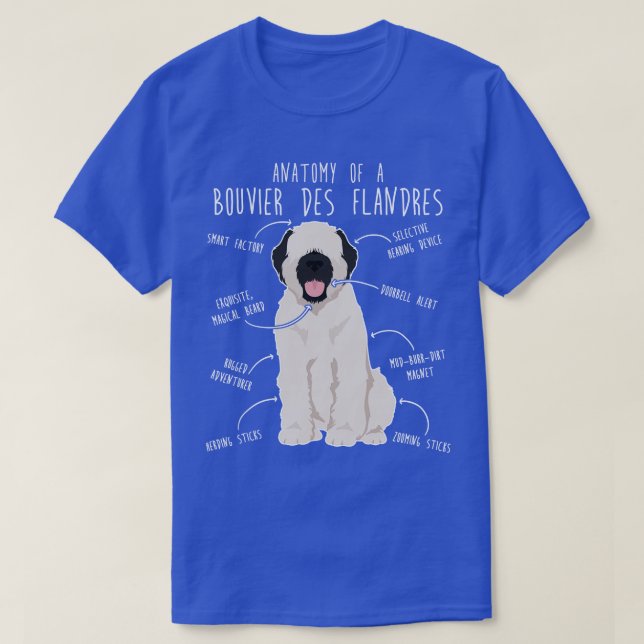 Camiseta Bouvier Des Flandres Fawn Cream Anatomia do Cão (Frente do Design)