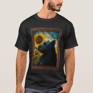Camiseta Bouvier Des Flandres Pintando Flor de Girassol Mãe