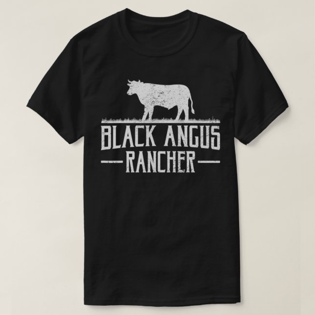 Camiseta Bovino Negro Angus Chancho Engraçado Carne Bovina (Frente do Design)