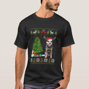 Camiseta Bovinos australianos lindos Cachorros Santa Hat Su